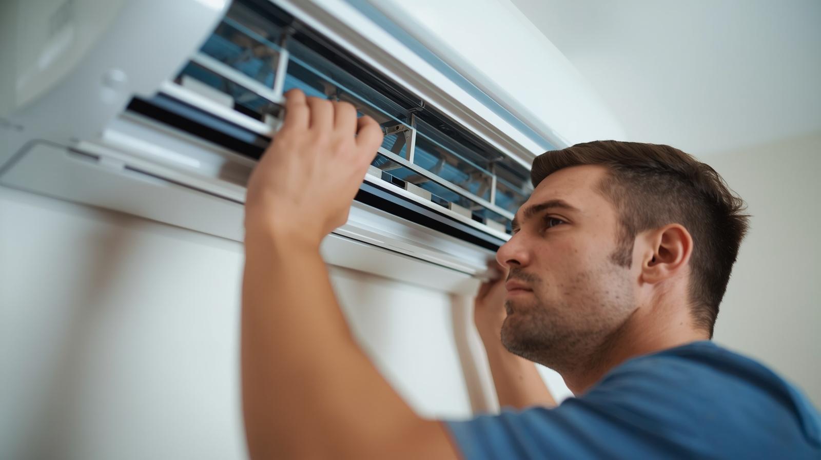Technician servicing ductless mini-split system